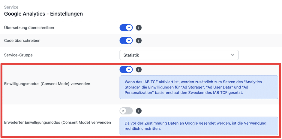 Borlabs Cookie: Google Consent Mode aktivieren