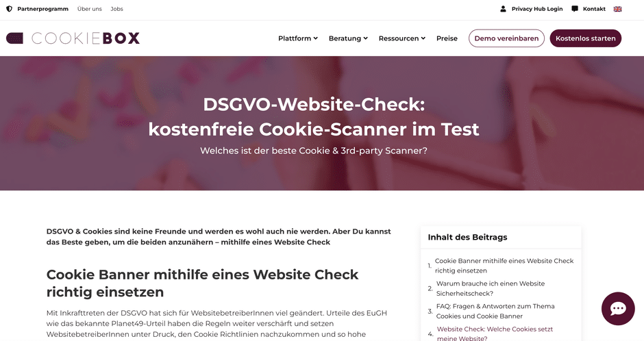 Cookiebox Website Cookie-Scanner