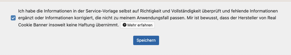 Real Cookie Banner - Google Analytics Service nach Konfiguration speichern